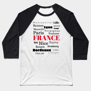 French Cities word cloud design Baseball T-Shirt